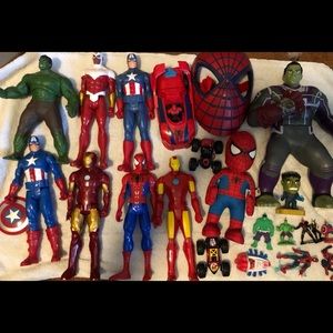 Lot of Marvel superhero toys spider-man hulk etc